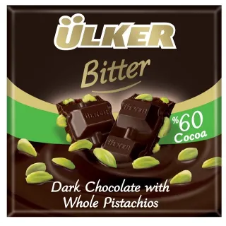 Antep Fistikli Bitter Kare Cikolata 65G 6X6 36