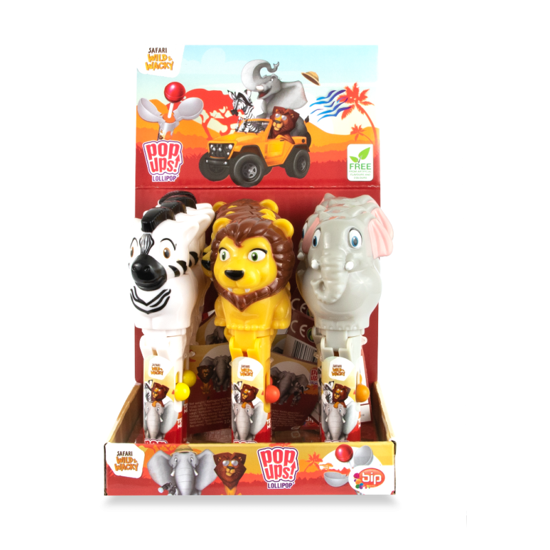 Bip Safari Pop Ups Lollipop 6X12