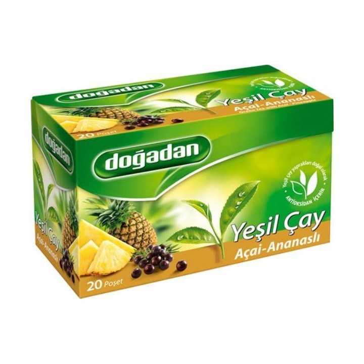 Thé Vert à l’Açaï et à l’Ananas – Doğadan Yeşil Çay Açaï Ananas Karışımı 12x20 | Infusion turque exotique et antioxydante