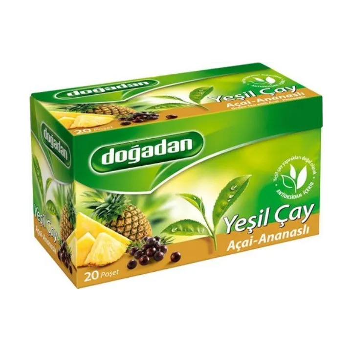 Thé Vert à l’Açaï et à l’Ananas – Doğadan Yeşil Çay Açaï Ananas Karışımı 12x20 | Infusion turque exotique et antioxydante