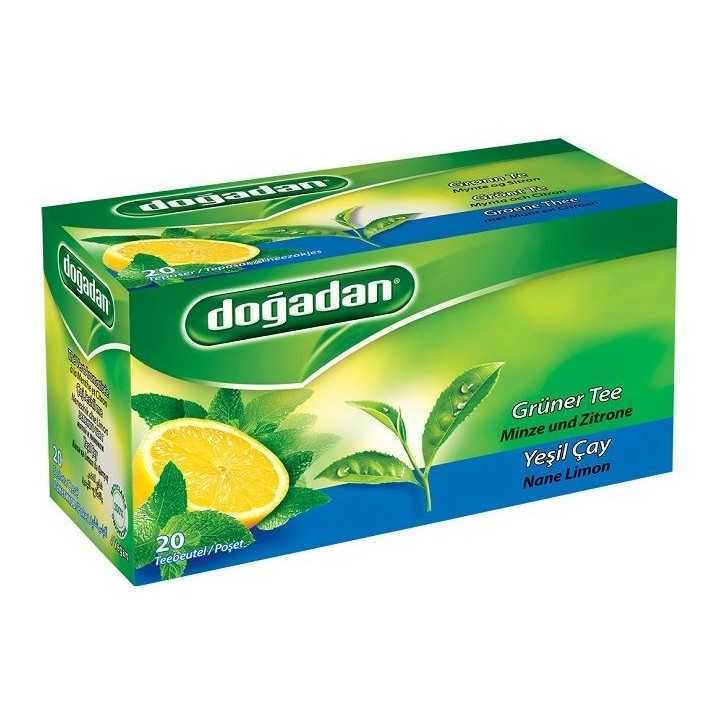 Thé Vert à la Menthe et au Citron – Doğadan Yeşil Çay Nane Limon Karışımı 12x20 | Infusion turque rafraîchissante et antioxydant