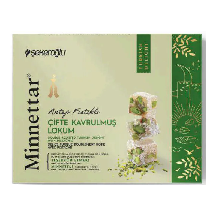 Minnettar Cifte Kavrulmus Fistikli ( Pistache) Lokum 300Grx12