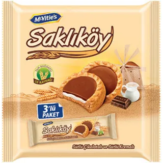 Saklikoy Cikolatali & Sutlu Kremali Biskuvi 3X100G (8X1 8)