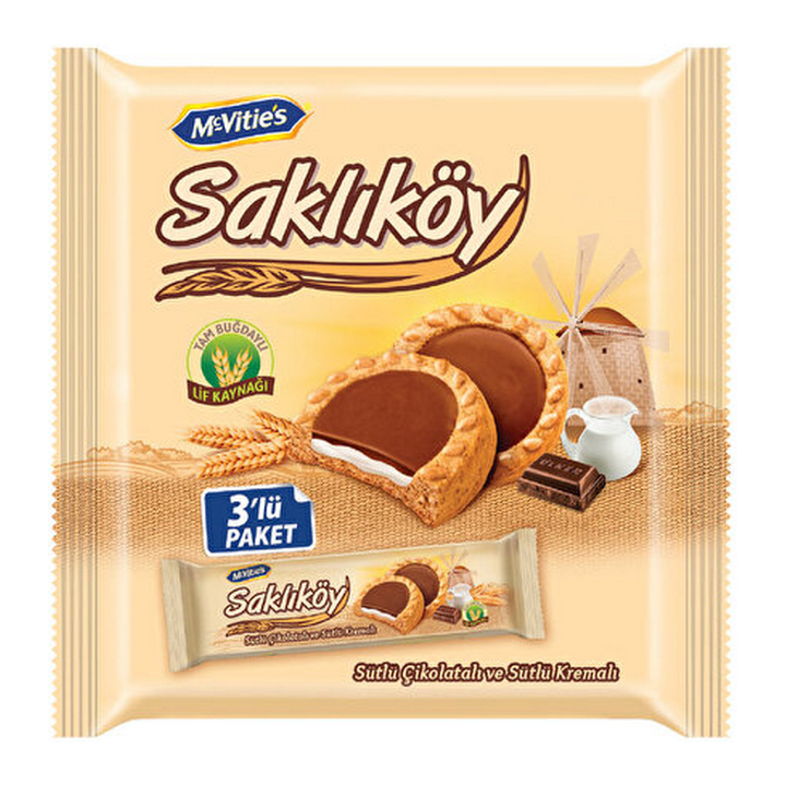 Saklikoy Cikolatali & Sutlu Kremali Biskuvi 3X100G (8X1 8)