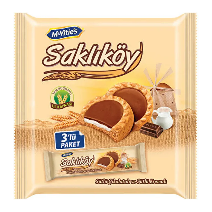 Saklikoy Cikolatali & Sutlu Kremali Biskuvi 3X100G (8X1 8)