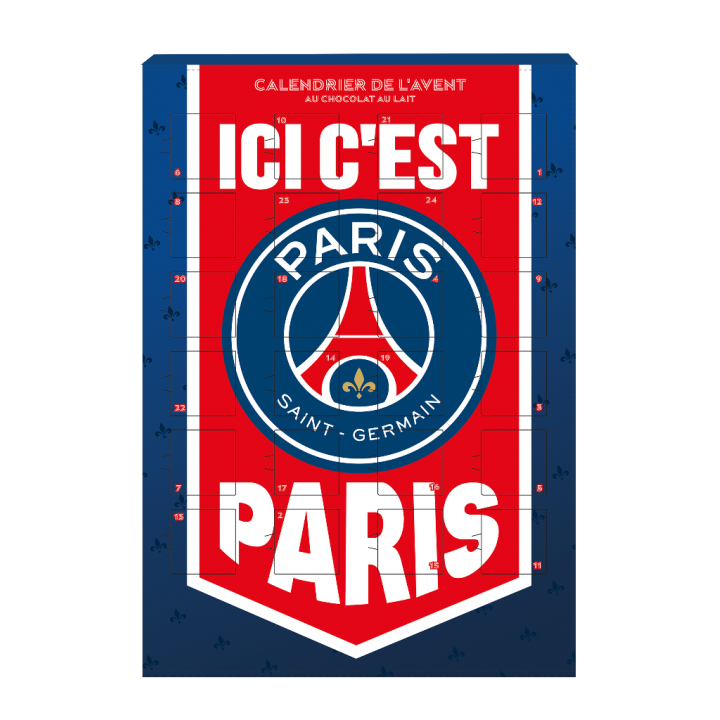 Calendriers de l’Avent PSG – Boîte de 30 x 75g | Vente en Gros