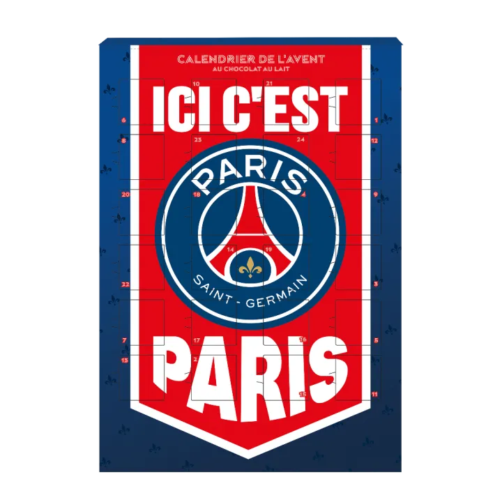 Calendriers de l’Avent PSG – Boîte de 30 x 75g | Vente en Gros