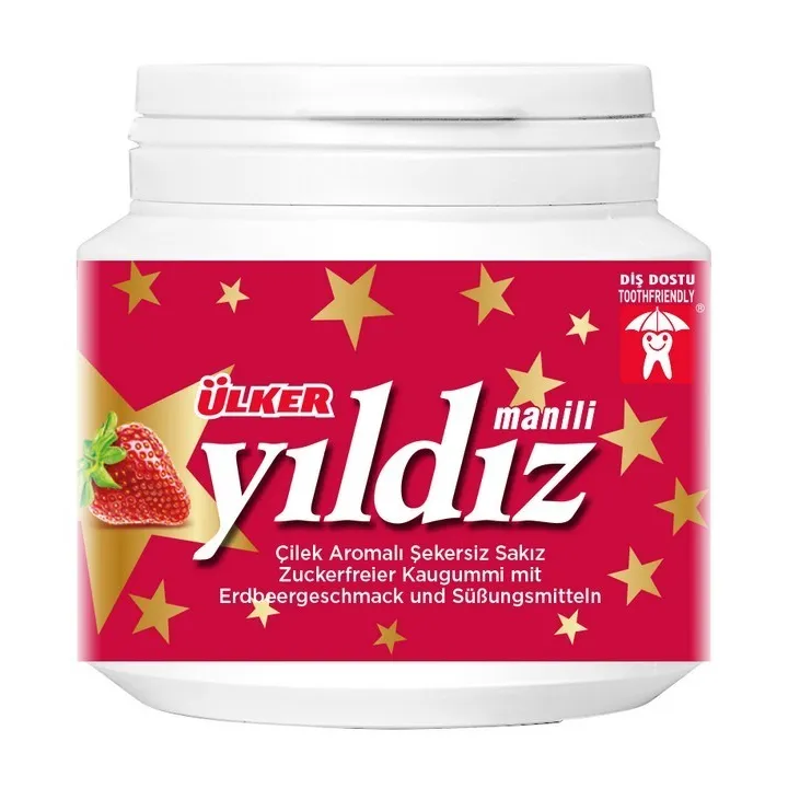 Yildiz Cilekli Sekersiz Sakiz Jar 76G 12X1