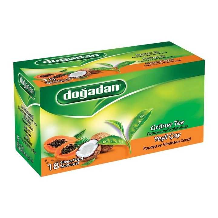 Thé Vert à la Papaye et à la Noix de Coco – Doğadan Yeşil Çay Papaya Coconut 12x20 | Infusion turque exotique et bien-être