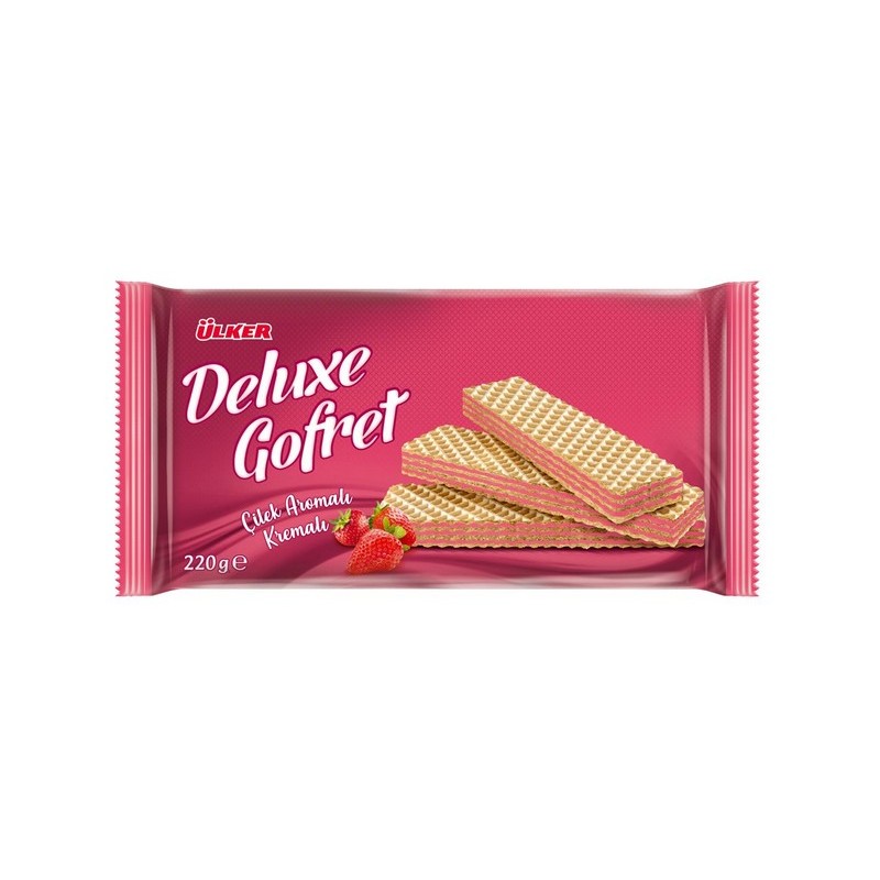 Ulker Deluxe Cilekli Gofret 220Gr X10 Ulker Deluxe Cilekli Gofret 220Gr X10