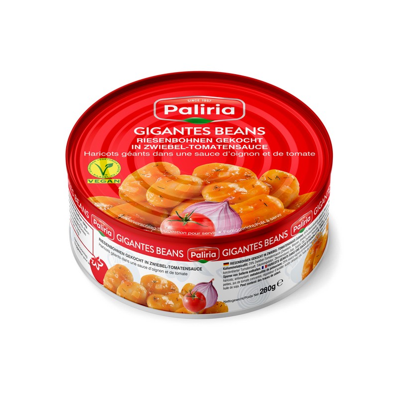 Paliria Haricots Geants Sauce D'Oignon Tomate 280Gx12 Paliria Haricots Geants Sauce D'Oignon Tomate 280Gx12
