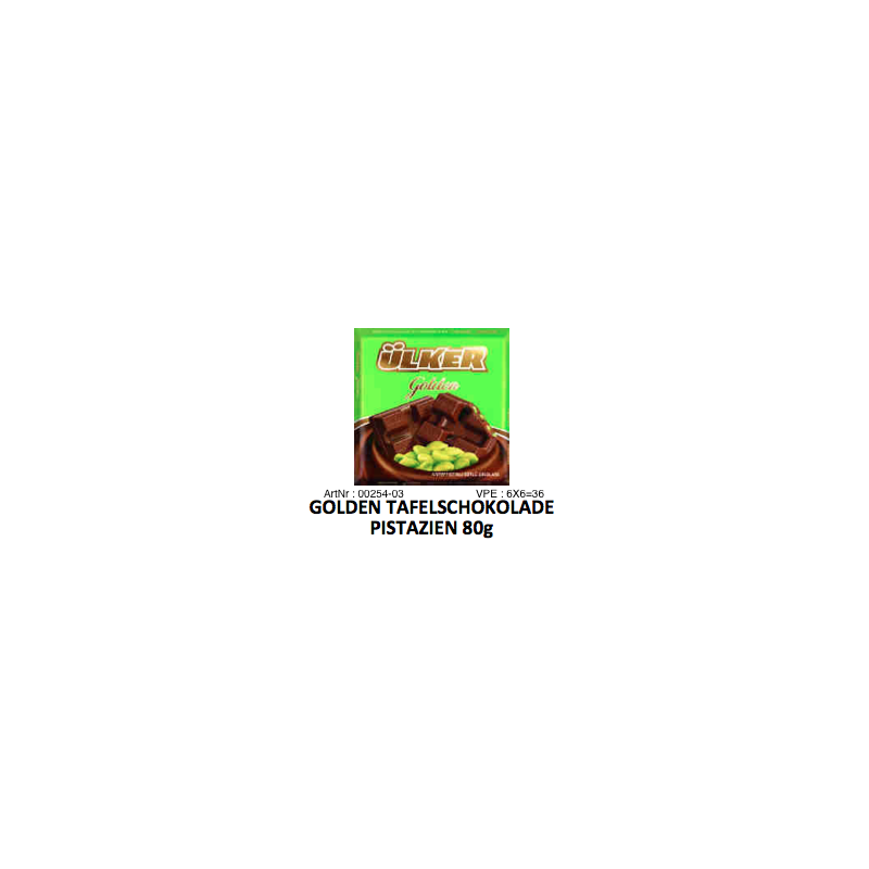 Ulker Tablette Aux Pistaches 65Gr (Fr) X36 Ulker Tablette Aux Pistaches 65Gr (Fr) X36